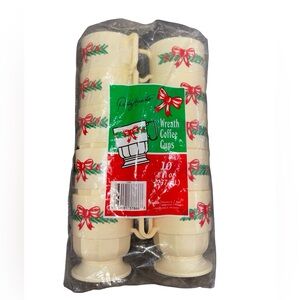 Vintage Party Accents Christmas Wreath Coffee Cups Set of 10-8 oz.NIP